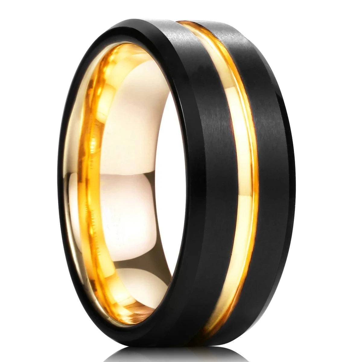 Simple 8mm Silver Color Stainless Steel Rings For Men Women Matte Finish Beveled Edge Men Wedding Rings Party Jewelry Gifts