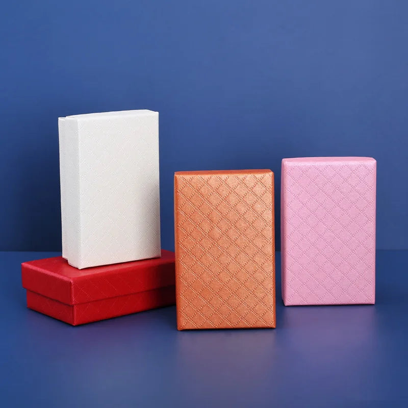 10pcs 8x5x2.5cm Paper Jewelry Organizer Box for Necklace Ring Earring Packaging Gift Boxes Display with Black Sponge
