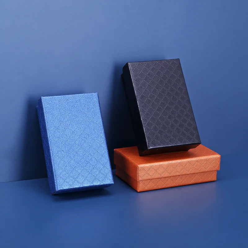 10pcs 8x5x2.5cm Paper Jewelry Organizer Box for Necklace Ring Earring Packaging Gift Boxes Display with Black Sponge