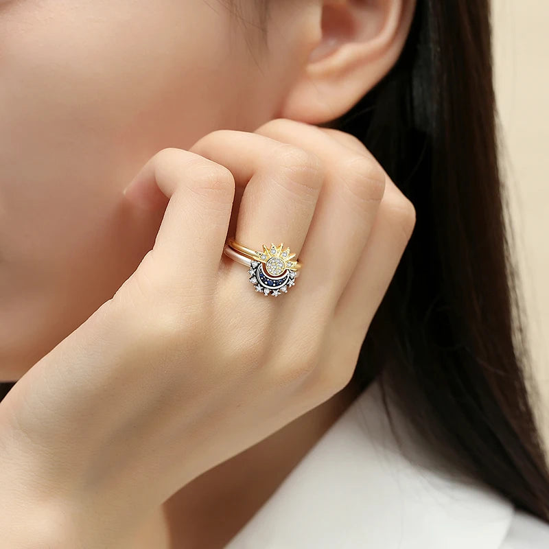 925 Sterling Silver Crown Heart Crystal Ring for Women