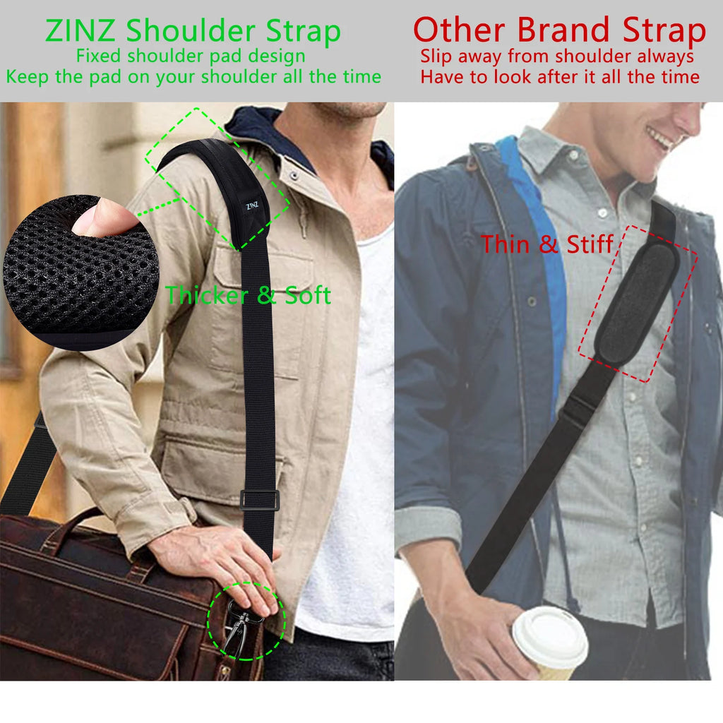 ZINZ 79 inch Shoulder Strap, Extra-thick Fixed Cushion Pad and Dual Clasps Universal Replacement Strap with Metal Swivel Hooks