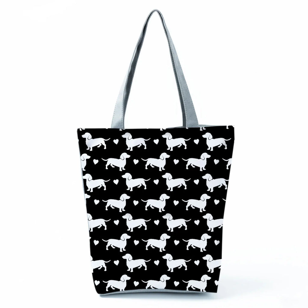 Customizable Cute West Dog Handbags For Women Groceries Pug Retriever Shopping Bags Foldable Animal Large Capacity Shoulder Bag