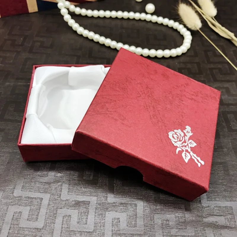New Square Jewelry Packaging Case Flower Print Bracelet Display Box Necklace Cardboard Gift Box Jewelry Organizer Cases 9x9x3cm