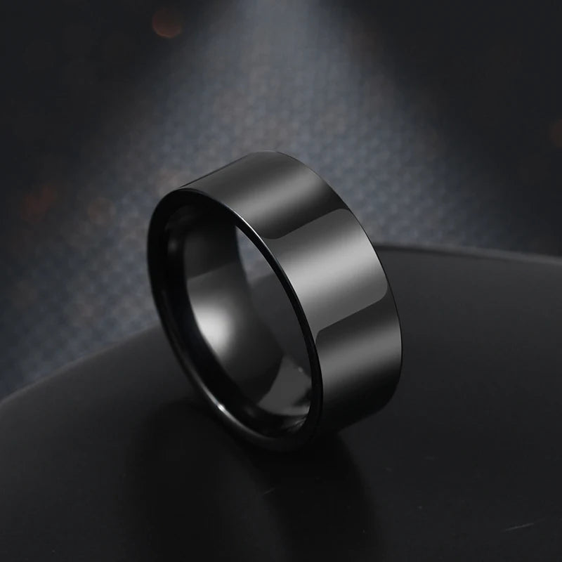 Letdiffery 8mm Smooth Men Rings Simple Stainless Steel Women Couple Jewelry Birthday Gifts