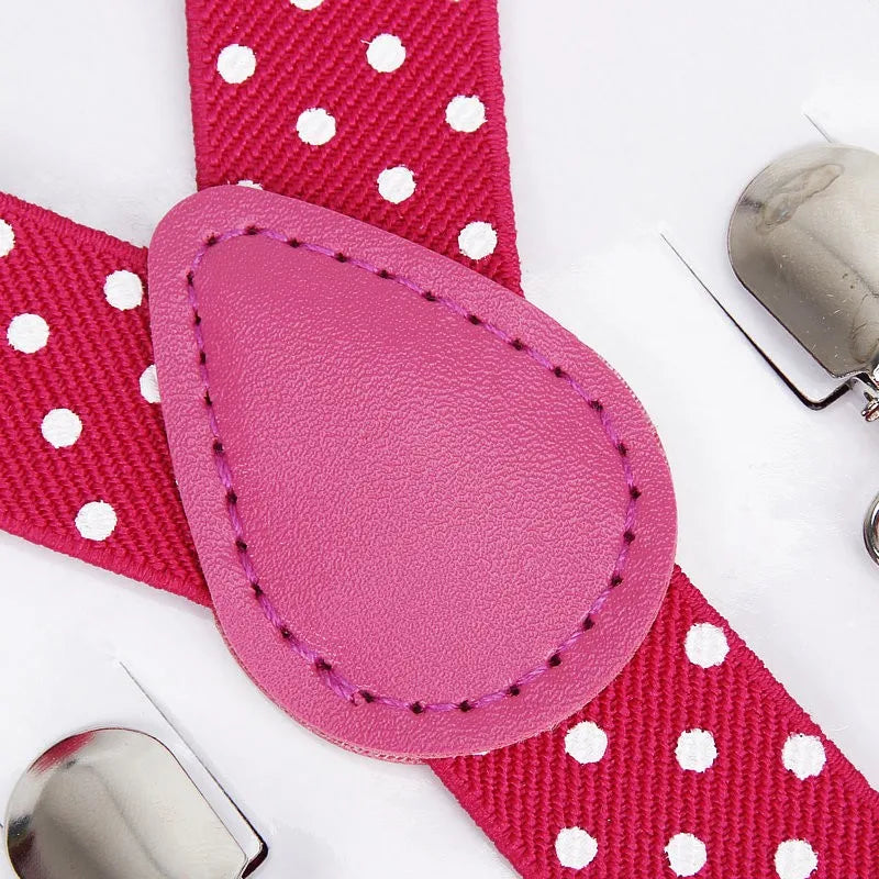 Fashion Polka Dot Colorful Children Belt Baby Boys Girls Suspenders Clip-on Y-Shape Braces Elastic Kids Adjustable 3 Clips Belts