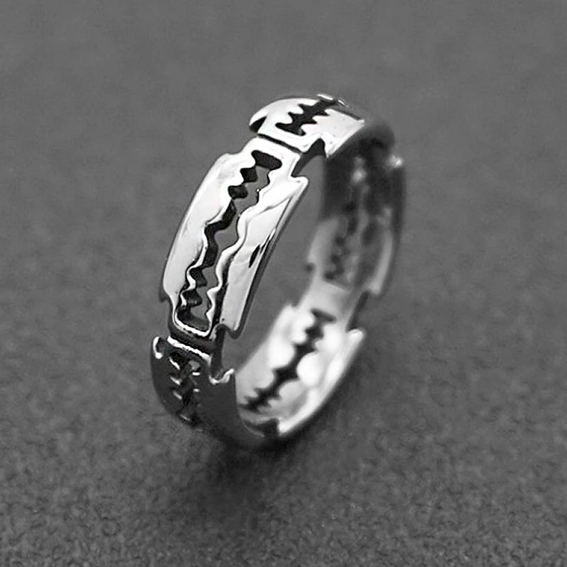 Charm Stainless Steel Hip Hop Bladed Ring Fashion Punk Rock Black  Silver Color Ring Lover Couple Rings for Man And Women Ring