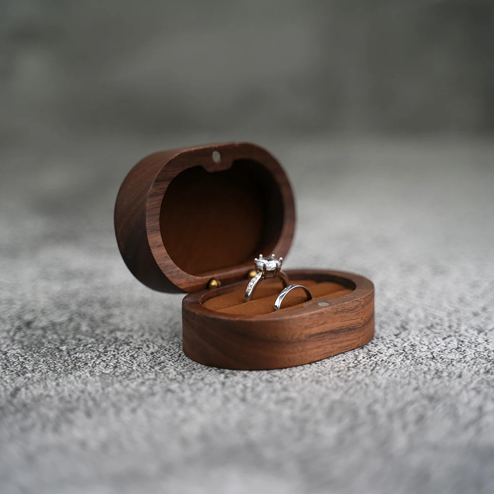 Marriage Engagement Wooden Ring Box for Wedding Custom Proposal Engraved Ring Bearer