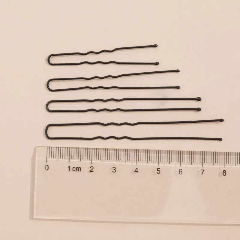 1 Pack 5cm 6cm 7cm 8cm Hair Pins Grips Waved Black Pins Alloy Metal Hair Grips Support Wholesale