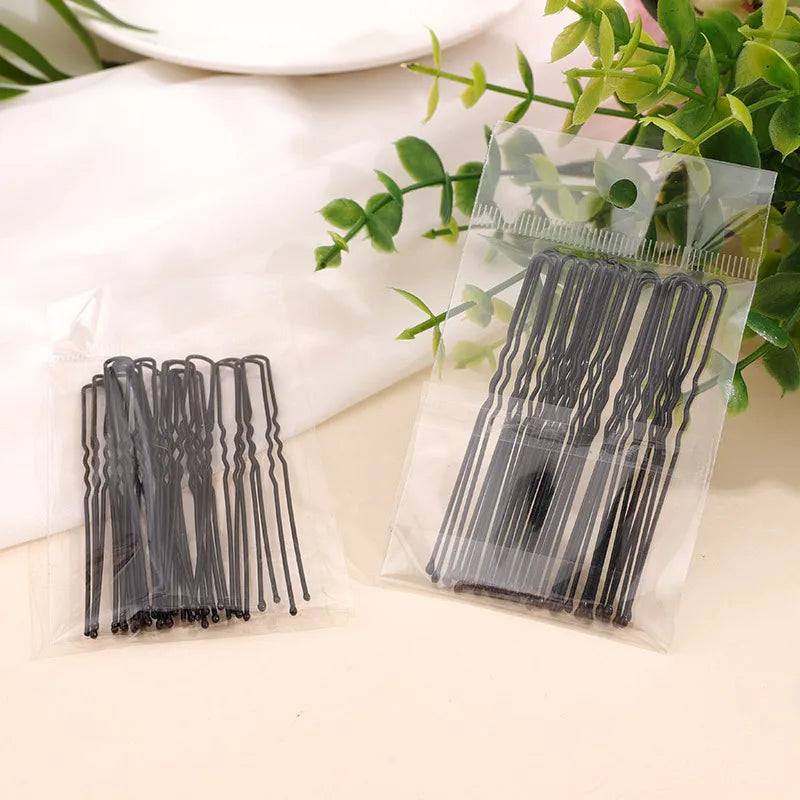 1 Pack 5cm 6cm 7cm 8cm Hair Pins Grips Waved Black Pins Alloy Metal Hair Grips Support Wholesale