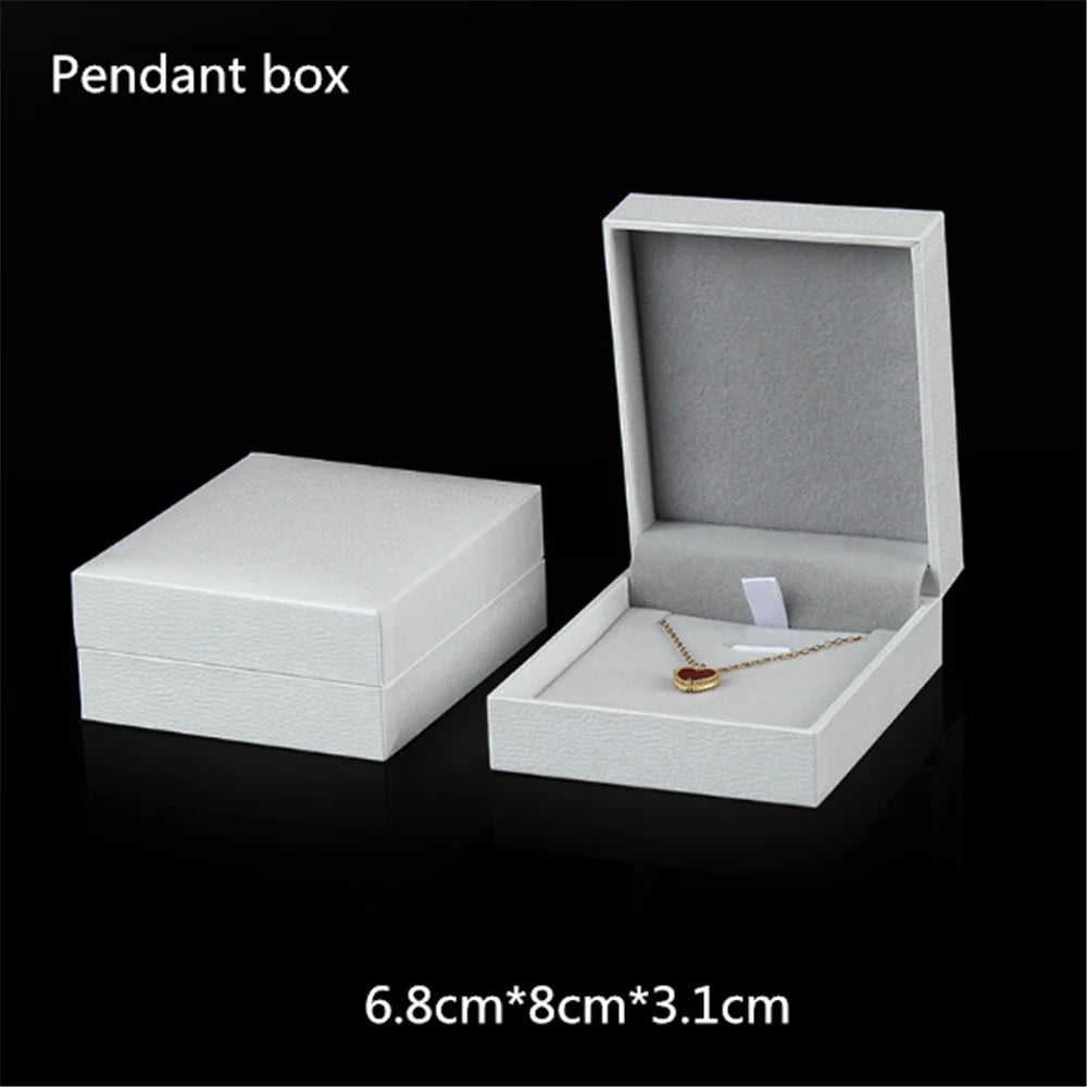 White Leather Paper Jewelry Box Necklace Ring Bracelet Earring Jewelry Storage Box Pendant Jewelry Display Case Gift Packaging
