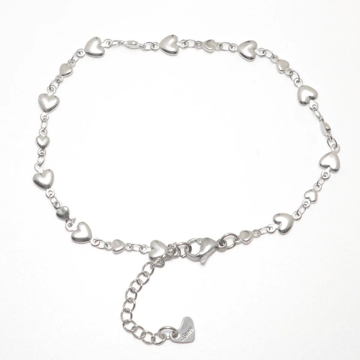 304 Stainless Steel Anklet Silver Color Heart For Women Leg Chain Summer Beach Foot Jewelry 21.8cm(8 5/8") long, 1 Piece