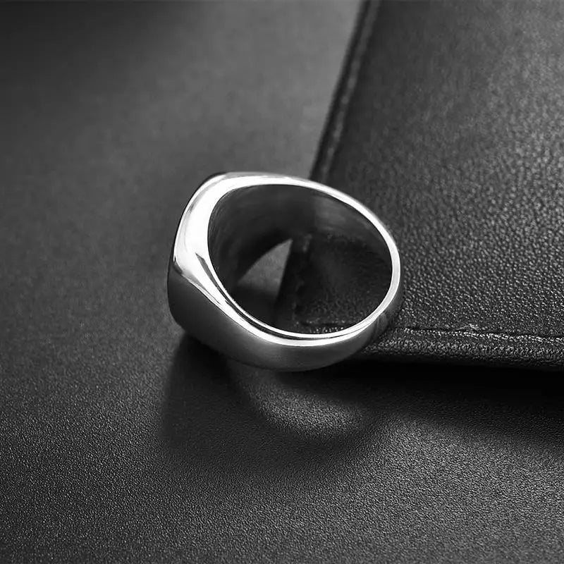 Jiayiqi Men's Ring Punk Rock Smooth 316L Stainless Steel Signet Ring For Men Hip Hop Party Jewelry Wholesale Male Wedding Anel
