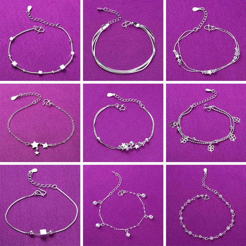 Multi-Style High Quality Silver Plated Anklet For Women Girls Fashion Simple Jewelry New Style Hot Selling