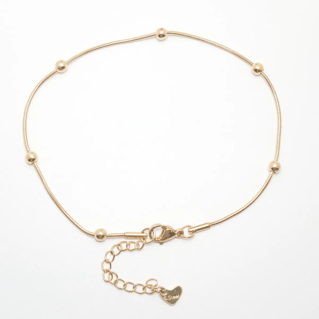 304 Stainless Steel Anklet  Gold Color Round Heart Chain Anklet Bracelets For Women on the leg Anklet Jewelry Accessories, 1 PCs
