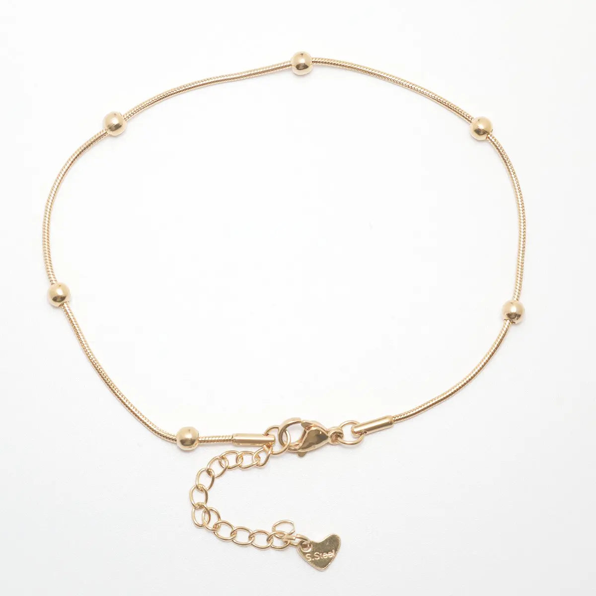 304 Stainless Steel Anklet  Gold Color Round Heart Chain Anklet Bracelets For Women on the leg Anklet Jewelry Accessories, 1 PCs
