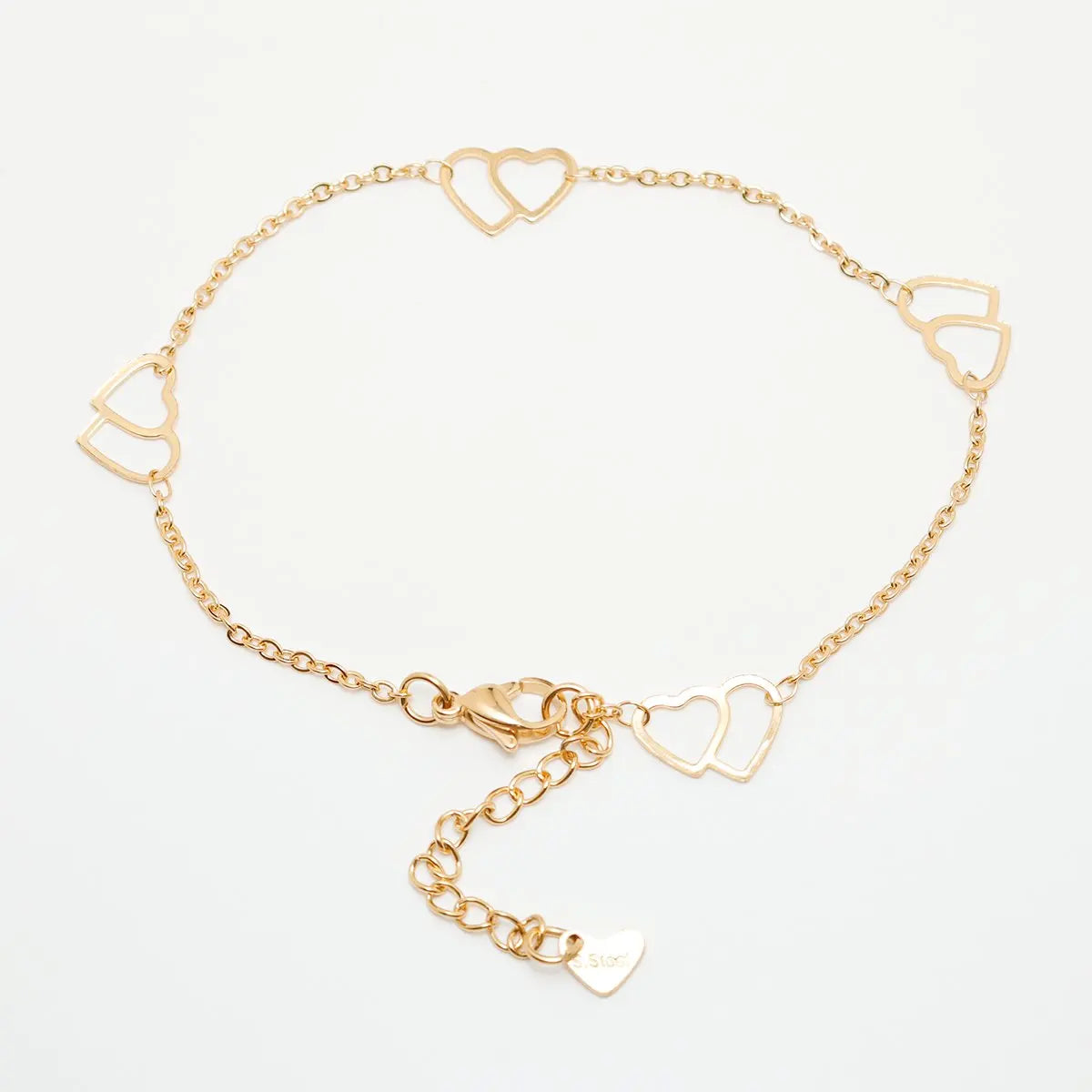 304 Stainless Steel Anklet  Gold Color Round Heart Chain Anklet Bracelets For Women on the leg Anklet Jewelry Accessories, 1 PCs