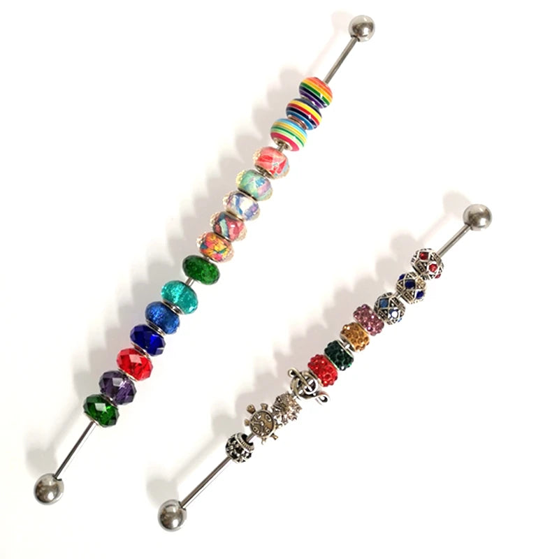 Jewelry Charm Beads Display Metal Rod Stainless Steel 2mm 3mm Hole Bracelet Beads Holder Organizer Trollbeads Storage Showcase