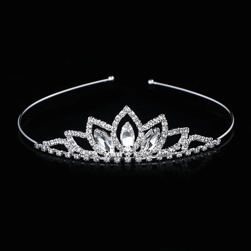 AINAMEISI Crystal Glass Crown Headband Children Girl Princess Crown Headdress Wedding Hair Accessories Party Gifts
