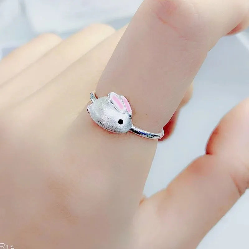 Korean Style Angel Wings Ring Adjustable Rhinestone Finger Rings For Women Silver Color Female Party Birthday Jewelry Gift