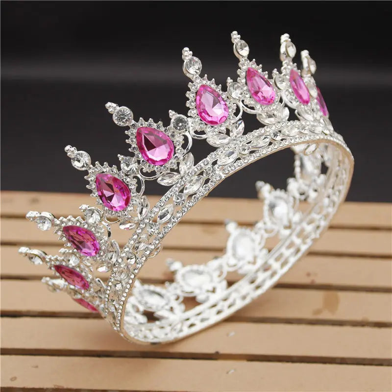 Vintage Royal Queen King Tiaras and Crowns for Women Princess Prom Wedding Tiaras Full Round Diadem Bridal Hair Accessories