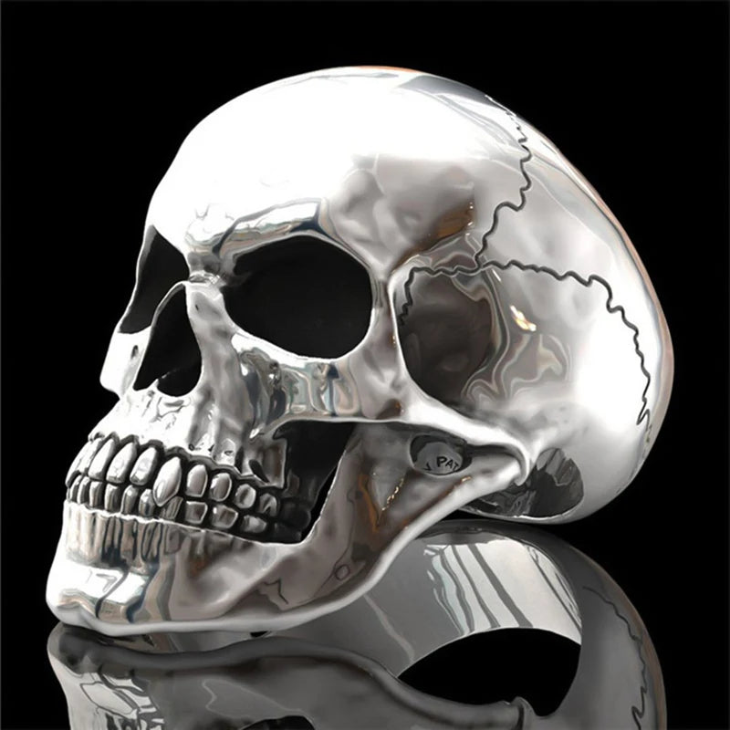 Hip-Hop Men's Biker Rings Ghost Head Skull Rings for Men Gothic Punk Metal Rock Biker Jewelry Accessories Wholesale