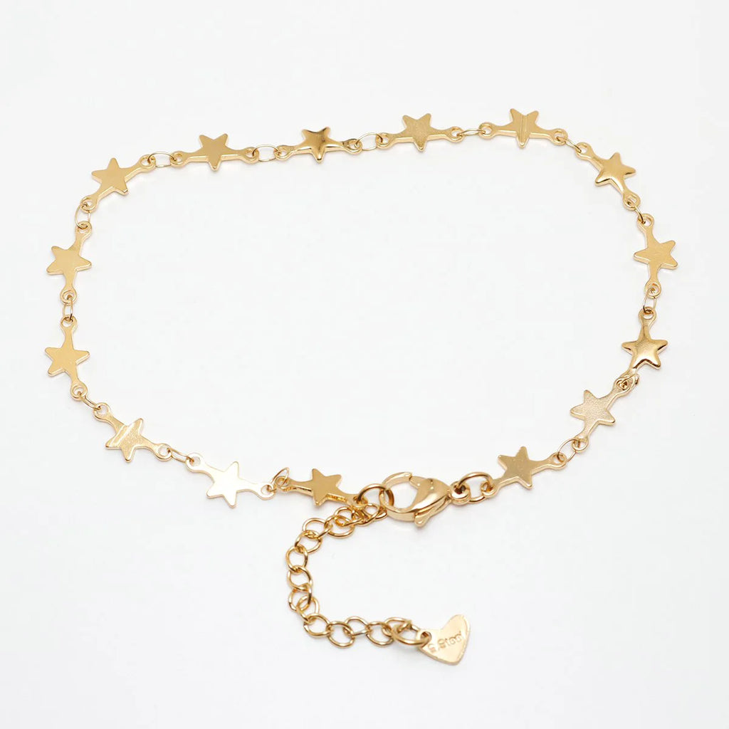 304 Stainless Steel Anklet  Gold Color Round Heart Chain Anklet Bracelets For Women on the leg Anklet Jewelry Accessories, 1 PCs