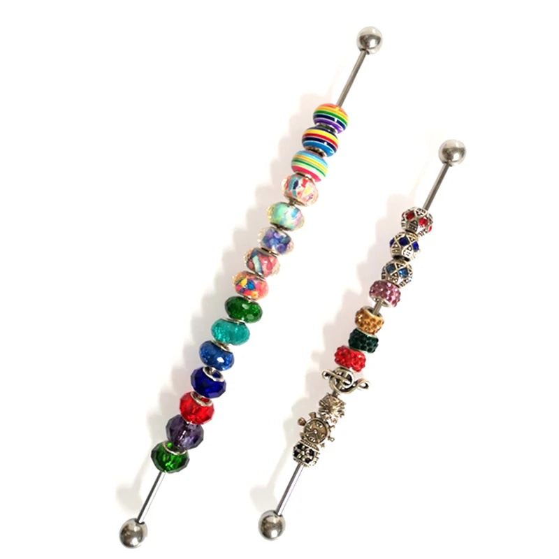 Jewelry Charm Beads Display Metal Rod Stainless Steel 2mm 3mm Hole Bracelet Beads Holder Organizer Trollbeads Storage Showcase