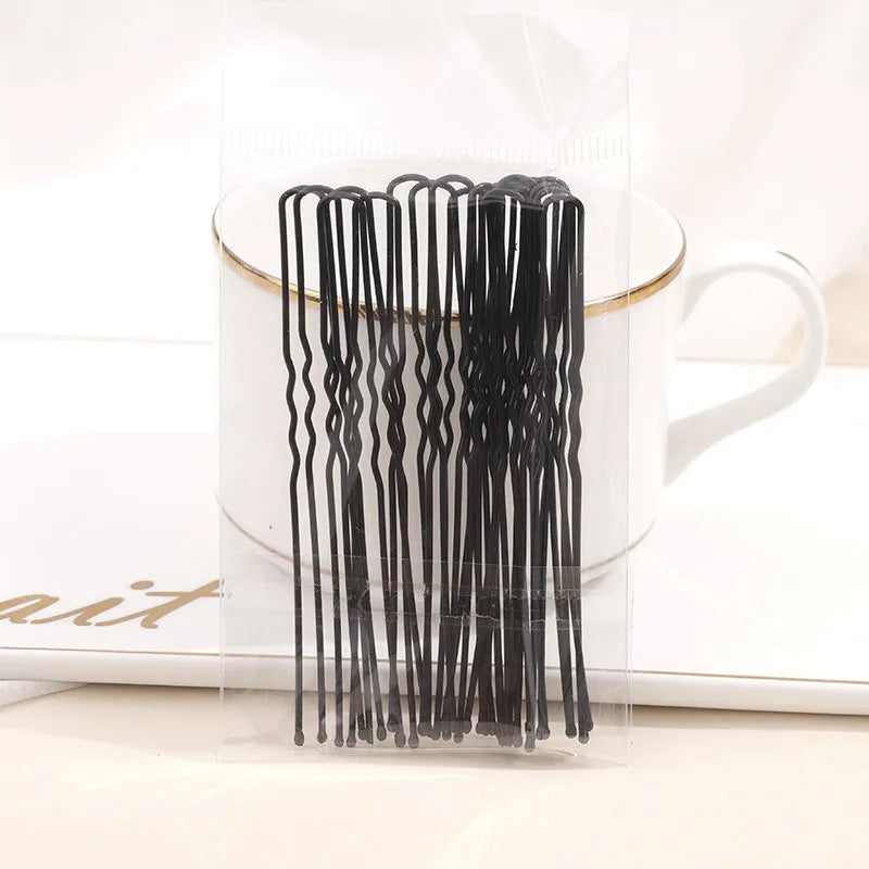 1 Pack 5cm 6cm 7cm 8cm Hair Pins Grips Waved Black Pins Alloy Metal Hair Grips Support Wholesale