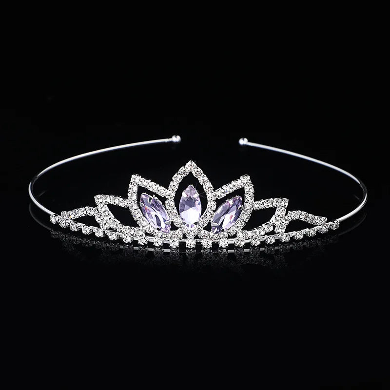 AINAMEISI Crystal Glass Crown Headband Children Girl Princess Crown Headdress Wedding Hair Accessories Party Gifts