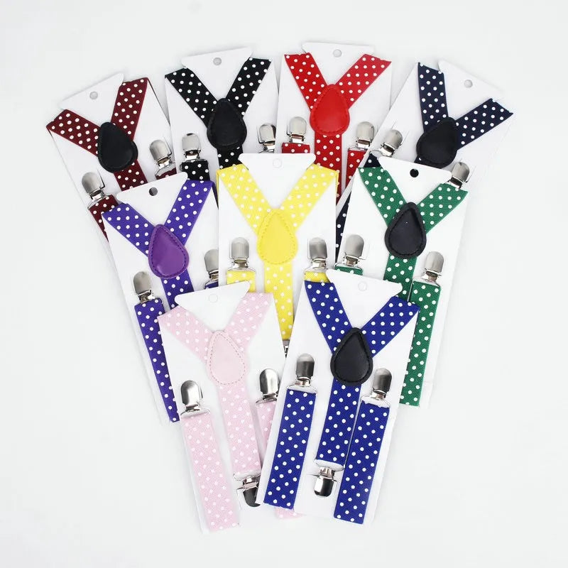 Fashion Polka Dot Colorful Children Belt Baby Boys Girls Suspenders Clip-on Y-Shape Braces Elastic Kids Adjustable 3 Clips Belts