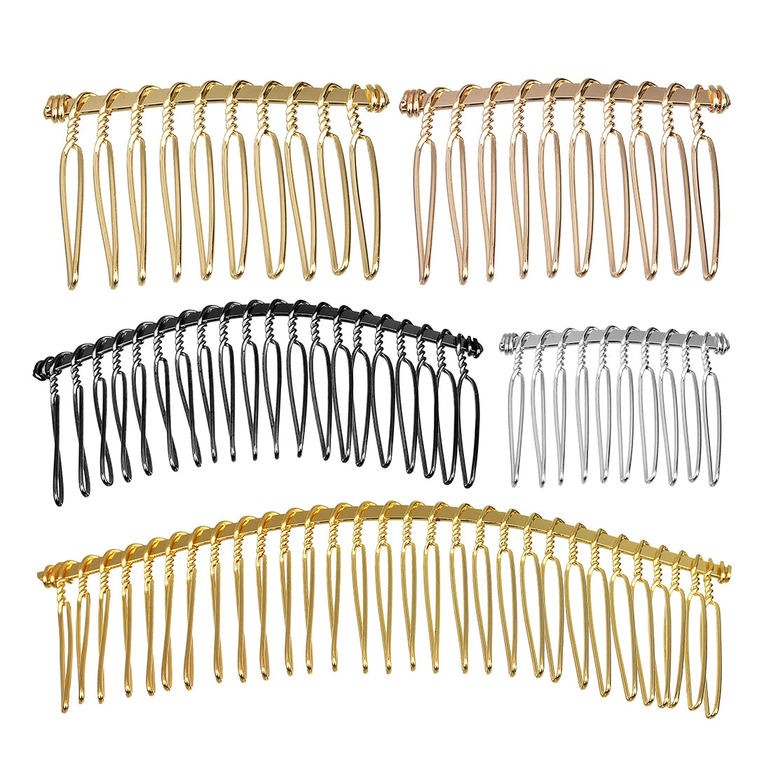 6pcs 10/15/20/30 Teeth DIY Metal Hair Comb Claw Hairpins Black/Rhodium For Wedding Jewelry Making Findings Components Comb