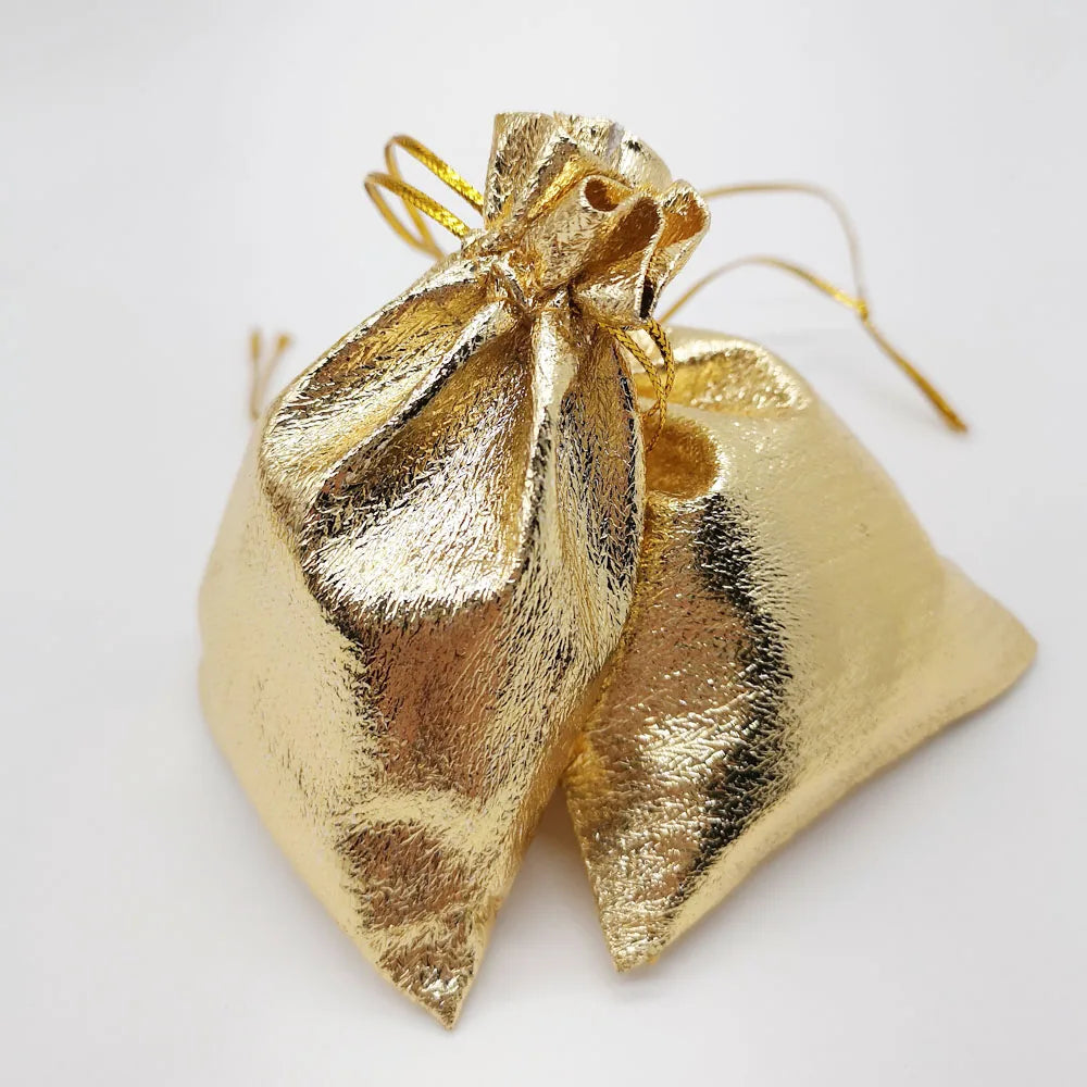 100pcs Jewelry Pouch Jewellery Bag Silver/Gold Velvet Bag Drawstring Jewelry Packaging Bags Organza Jewelry Bags 7x9 9x12 13x18