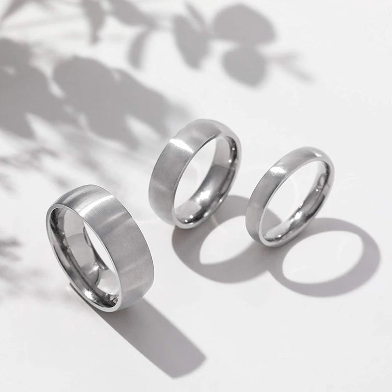 Tigrade 4/6/8mm Brushed Simple Silver/Black Color Titanium Ring Men Minimalist Wedding Band Engagement Rings Women Male Jewelry