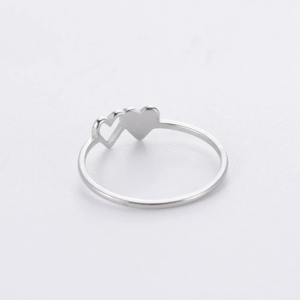 COOLTIME Initial Letter Ring for Women Stainless Steel A-Z Alphabet Double Heart Rings Simple Wedding Cheap Gift For Lover