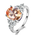 Women's Jewelry Silver Plated Rings White Pink Light Blue Champagne Zircon Oval Wedding Ring