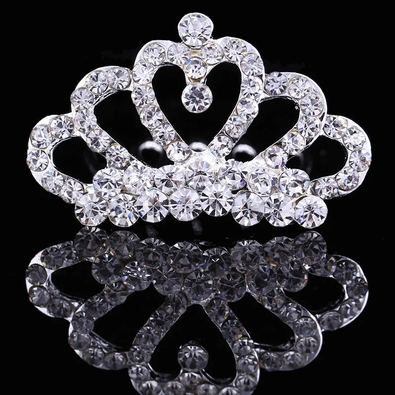 Children Tiaras and Crowns Small Kids Girls Rhinestone Crystal Crown Heart Princess Party Accessiories Hair Jewelry Ornaments