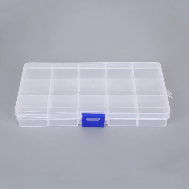 15 Slot Plastic Adjustable Transparent Jewelry Ring Earrings Box Case Portable Organizer Storage Box Jewelry Package