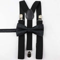 Solid Color Man's Belt Bowtie Set Men Women Suspenders Polyester Y-Back Braces Star Silver Point Bow Tie Adjustable Elastic