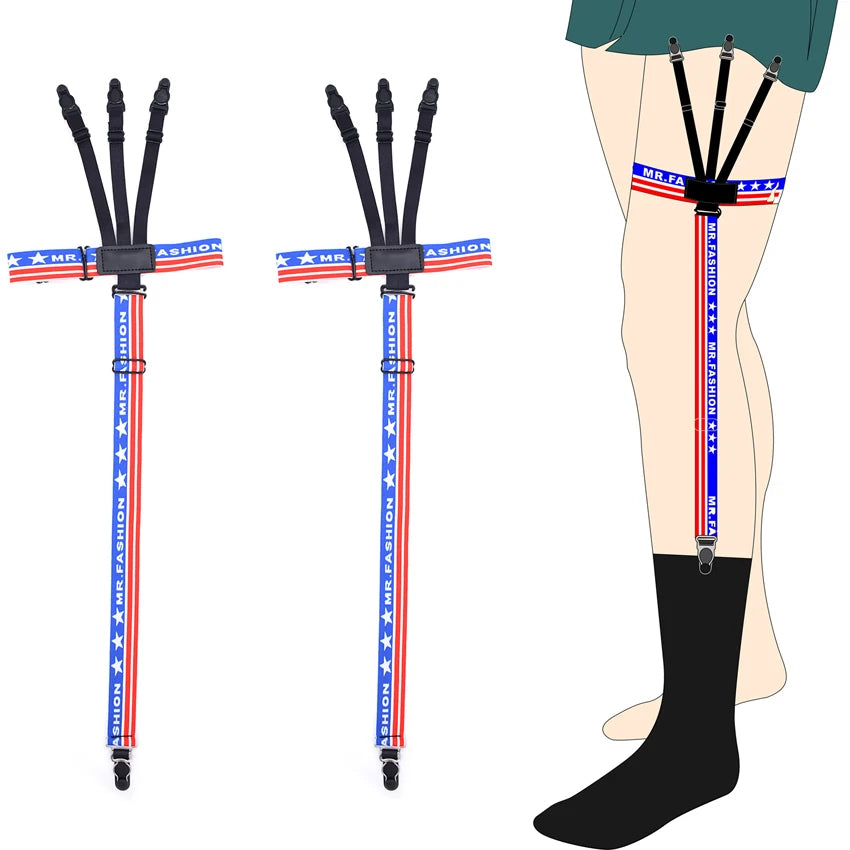 Fashion Man's Garters Shirt Stays Skirt Holder Gentleman's Leg Suspenders Gourd Buckle Elastic Uniform Strap Shirt Garters