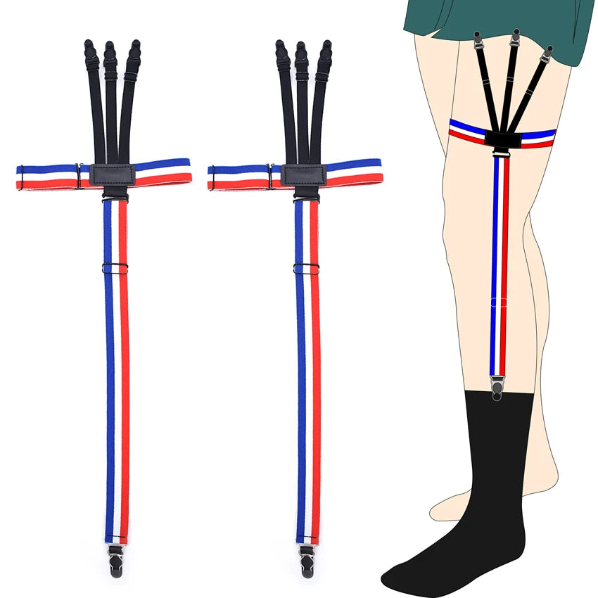Fashion Man's Garters Shirt Stays Skirt Holder Gentleman's Leg Suspenders Gourd Buckle Elastic Uniform Strap Shirt Garters