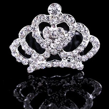 Children Tiaras and Crowns Small Kids Girls Rhinestone Crystal Crown Heart Princess Party Accessiories Hair Jewelry Ornaments