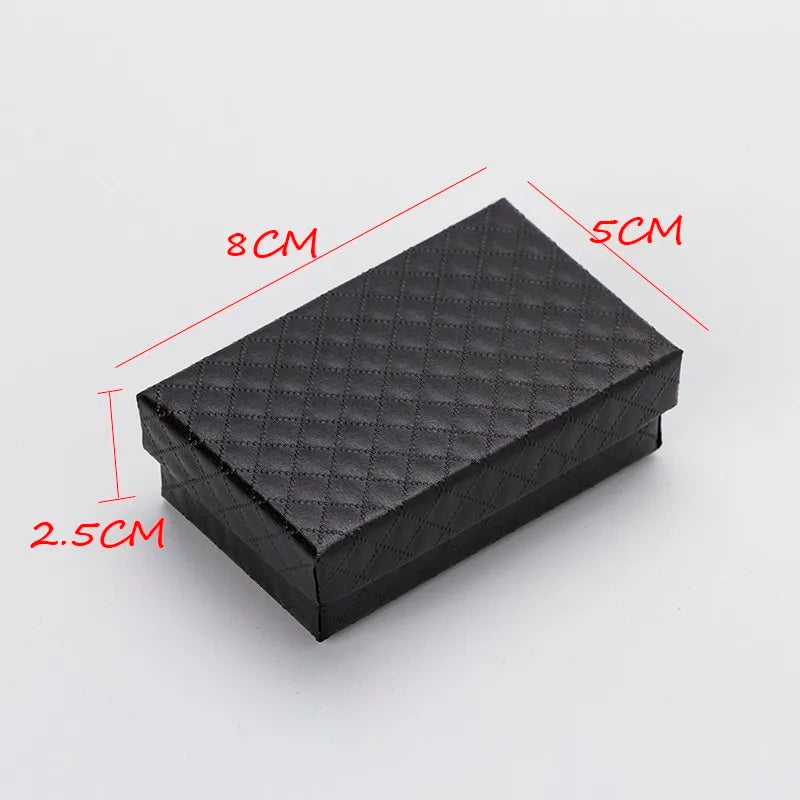 10pcs 8x5x2.5cm Paper Jewelry Organizer Box for Necklace Ring Earring Packaging Gift Boxes Display with Black Sponge