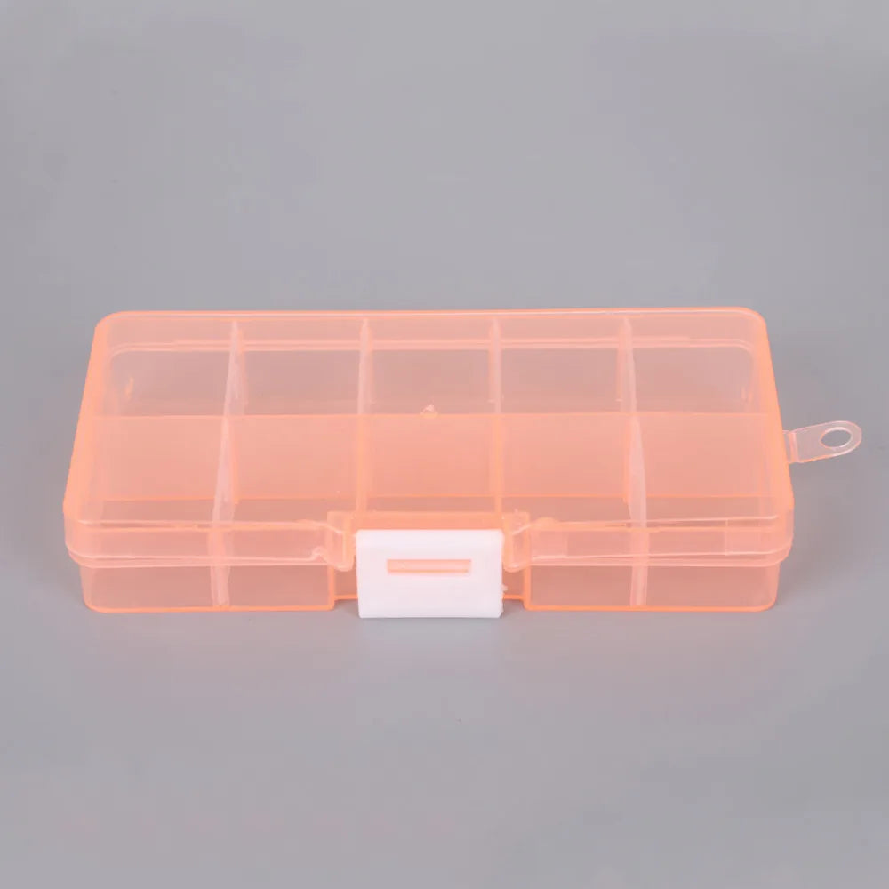 10 Slots Adjustable Transparent Jewelry Storage Box Ring Earring Drug Pill Beads Portable Plastic Organizer Case Travel Bins