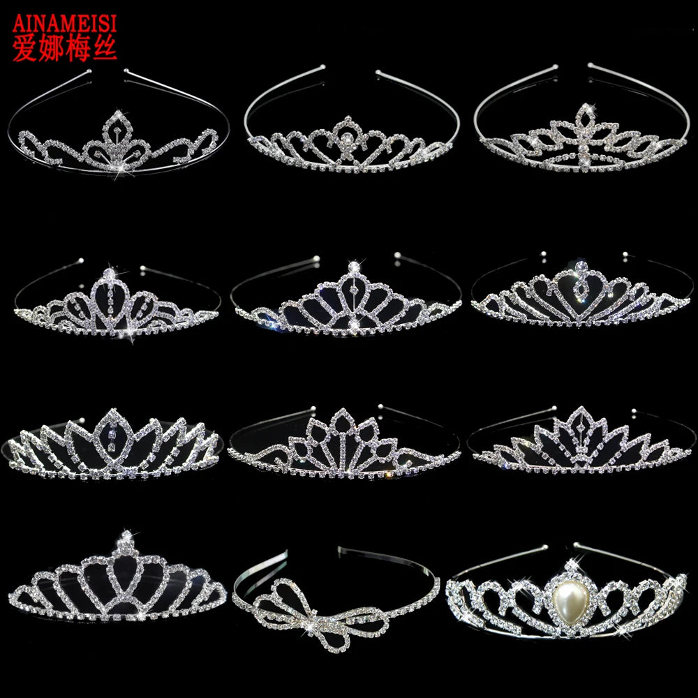 AINAMEISI New Princess Tiaras and Crowns Headband Kid Girls Bridal Prom Crown Wedding Party Accessiories Fashion Hair Jewelry