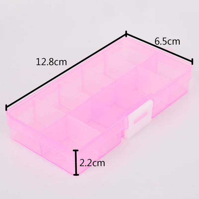 10 Slots Adjustable Transparent Jewelry Storage Box Ring Earring Drug Pill Beads Portable Plastic Organizer Case Travel Bins