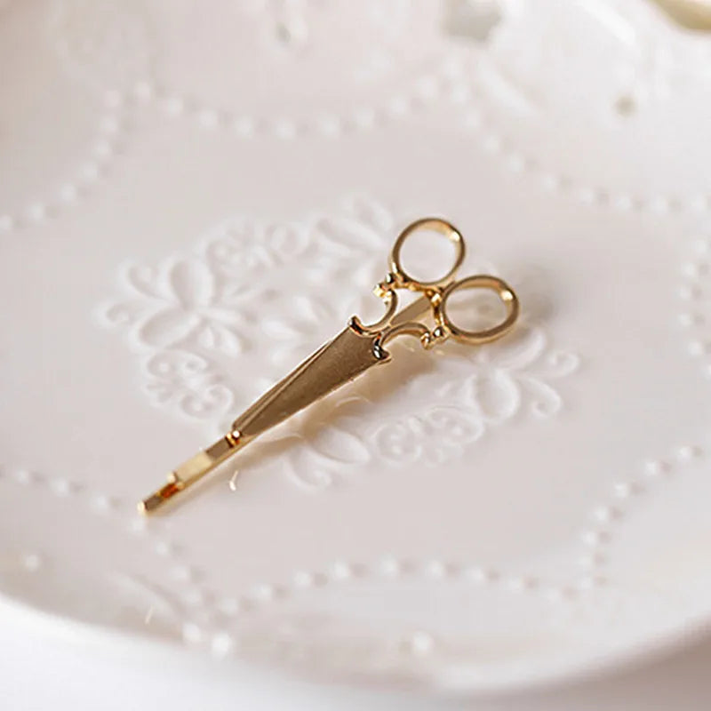 1pc Women Hairpin Scissors Pattern Hair Clip Hair Barrettes Apparel Accessories Gold Color Headpiece Wholesale Hair Jewelry