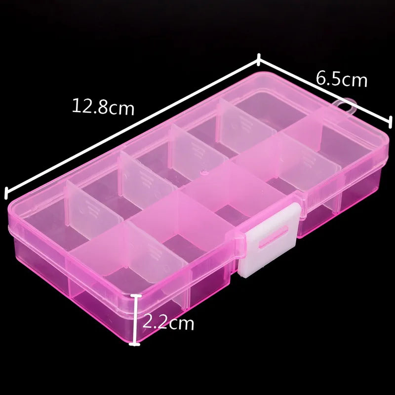 10 Slots Adjustable Transparent Jewelry Storage Box Ring Earring Drug Pill Beads Portable Plastic Organizer Case Travel Bins