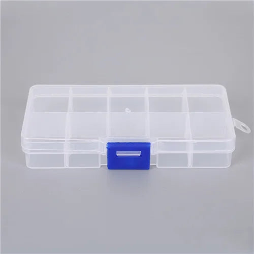10 Slots Adjustable Transparent Jewelry Storage Box Ring Earring Drug Pill Beads Portable Plastic Organizer Case Travel Bins