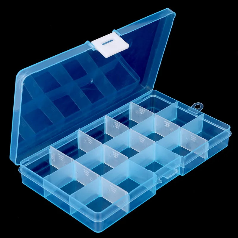 15 Slot Plastic Adjustable Transparent Jewelry Ring Earrings Box Case Portable Organizer Storage Box Jewelry Package