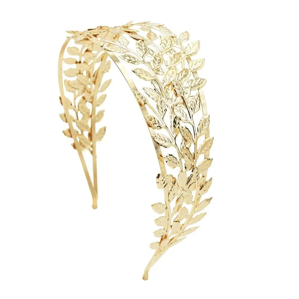 Golden Metal Leaf Hair Band Headbands Greek Goddess Crown Tiara Diadema Headdress Bridal Wedding Accessories Alice Head Jewelry